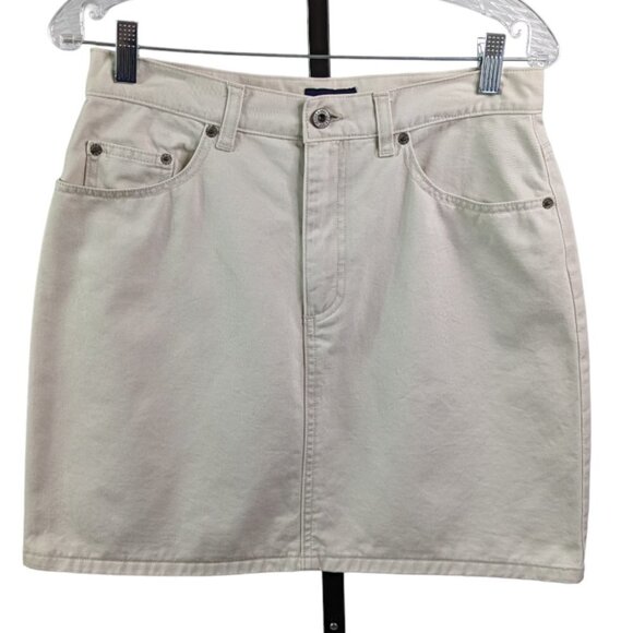 GAP A-line Cotton Denim Mini Skirt Tan Size 10 - Picture 12 of 12